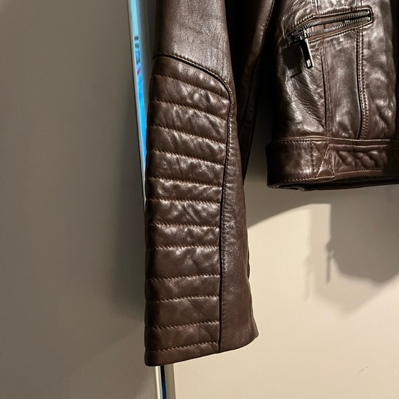 New Wilson Leather Brown Leather Jacket Medium Moto - Picture 2 of 15